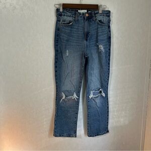 Celebrity Pink RE Generation Blue Boyfriend Jeans with Solar Distressed Details